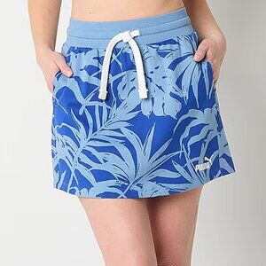 Puma-Skirt LG  Blue Palm Resort Mini Sport Golf Tennis A-Line Pull On Mid Rise